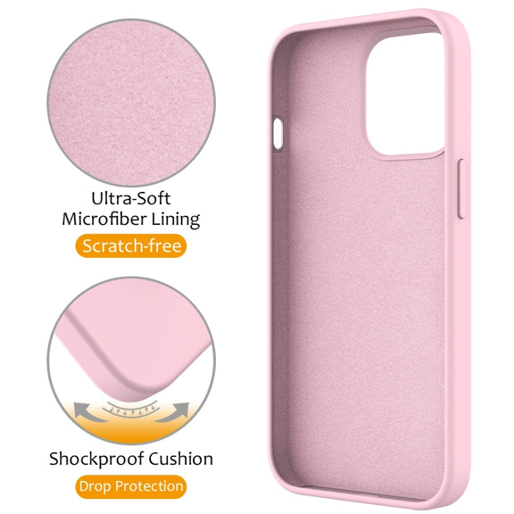 For iPhone 12 Pro Max MagSafe Magnetic Liquid Silicone Phone Case with Ring Holder(Grey Pink)