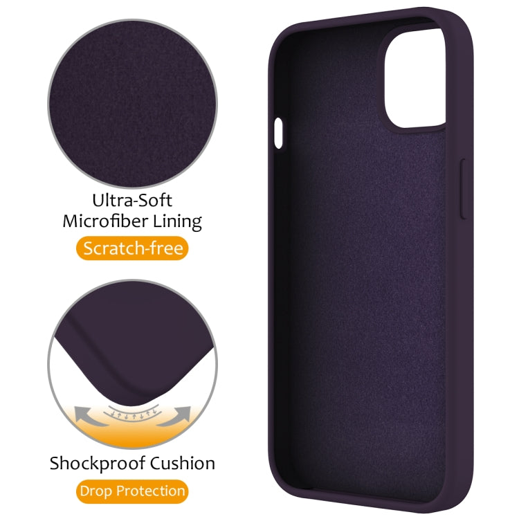 For iPhone 12 MagSafe Magnetic Liquid Silicone Phone Case with Ring Holder(Purple)