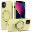 For iPhone 12 MagSafe Magnetic Liquid Silicone Phone Case with Ring Holder(Yellow) - iPhone 12 / 12 Pro Cases by PMC TechLife | Online Shopping South Africa | PMC TechLife
