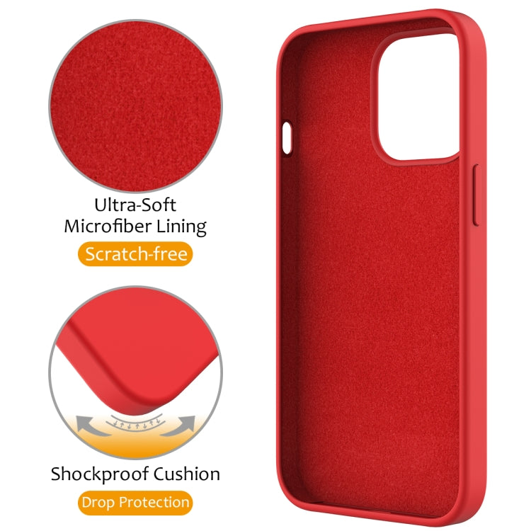 For iPhone 13 Pro Max MagSafe Magnetic Liquid Silicone Phone Case with Ring Holder(Red)