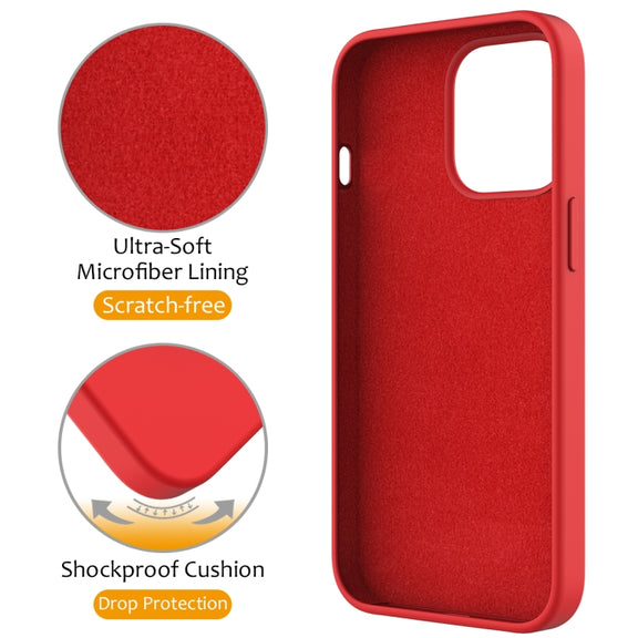 For iPhone 13 Pro Max MagSafe Magnetic Liquid Silicone Phone Case with Ring Holder(Red)