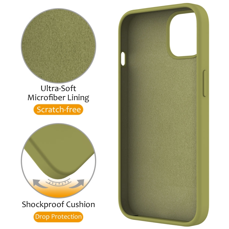 For iPhone 13 MagSafe Magnetic Liquid Silicone Phone Case with Ring Holder(Willow Green)