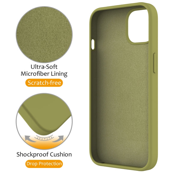 For iPhone 13 MagSafe Magnetic Liquid Silicone Phone Case with Ring Holder(Willow Green)