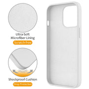 For iPhone 14 Pro Max Liquid Silicone MagSafe Magnetic Phone Case with Ring Holder(White)