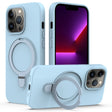 For iPhone 14 Pro Max MagSafe Magnetic Liquid Silicone Phone Case with Ring Holder(Sky Blue) - iPhone 14 Pro Max Cases by PMC TechLife | Online Shopping South Africa | PMC TechLife