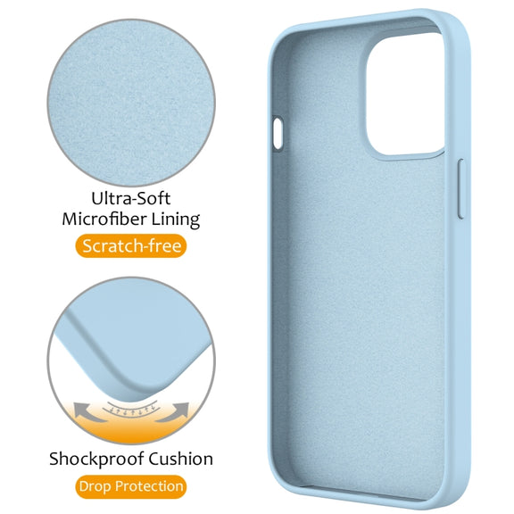 For iPhone 14 Pro Max MagSafe Magnetic Liquid Silicone Phone Case with Ring Holder(Sky Blue)