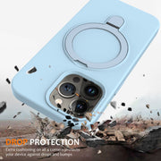 For iPhone 14 Pro Max MagSafe Magnetic Liquid Silicone Phone Case with Ring Holder(Sky Blue)