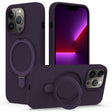 For iPhone 14 Pro MagSafe Magnetic Liquid Silicone Phone Case with Ring Holder(Purple) - iPhone 14 Pro Cases by PMC TechLife | Online Shopping South Africa | PMC TechLife