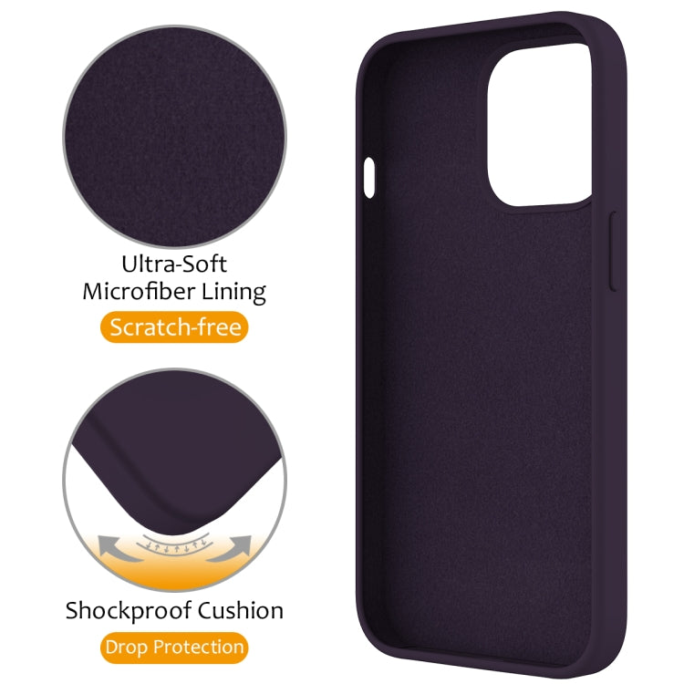 For iPhone 14 Pro MagSafe Magnetic Liquid Silicone Phone Case with Ring Holder(Purple)