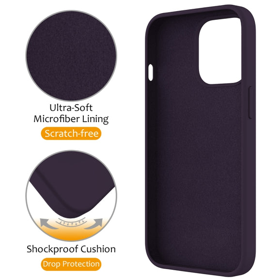 For iPhone 14 Pro MagSafe Magnetic Liquid Silicone Phone Case with Ring Holder(Purple)