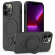 For iPhone 14 Pro MagSafe Magnetic Liquid Silicone Phone Case with Ring Holder(Carbon Black) - iPhone 14 Pro Cases by PMC TechLife | Online Shopping South Africa | PMC TechLife
