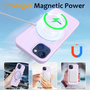 For iPhone 14 Plus MagSafe Magnetic Liquid Silicone Phone Case with Ring Holder(Lilac Purple)