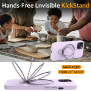 For iPhone 14 Plus MagSafe Magnetic Liquid Silicone Phone Case with Ring Holder(Lilac Purple)