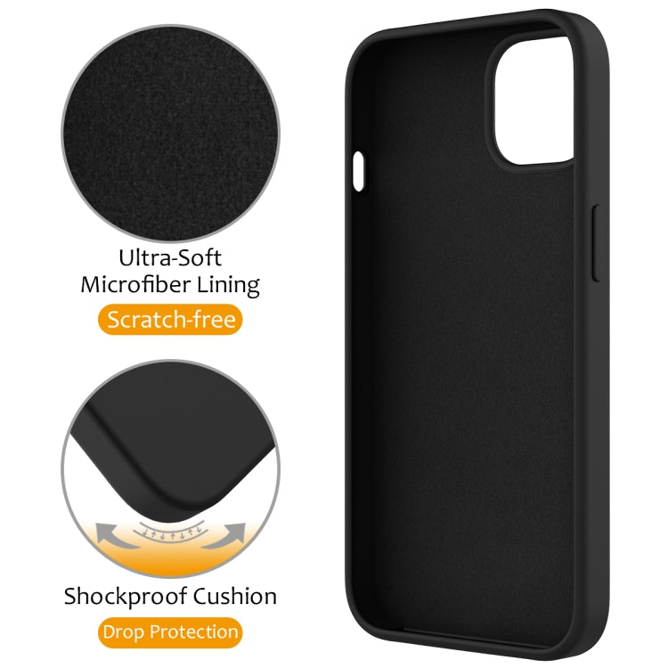 For iPhone 14 MagSafe Magnetic Liquid Silicone Phone Case with Ring Holder(Black)