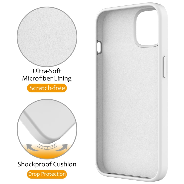 For iPhone 15 MagSafe Magnetic Liquid Silicone Phone Case with Ring Holder(White)