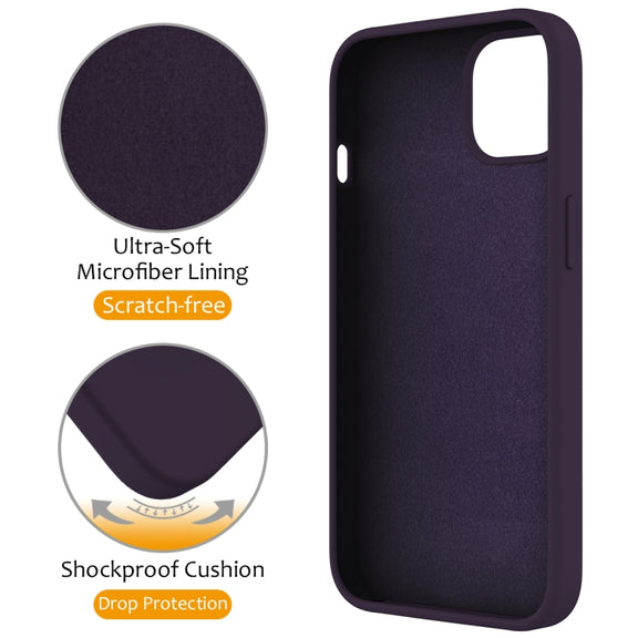 For iPhone 15 Plus MagSafe Magnetic Liquid Silicone Phone Case with Ring Holder(Purple)