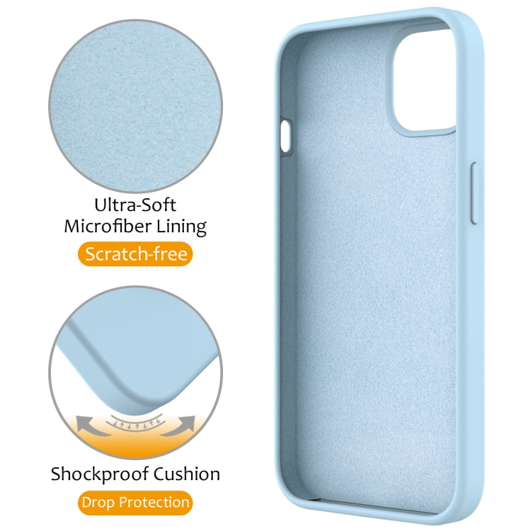 For iPhone 15 Plus MagSafe Magnetic Liquid Silicone Phone Case with Ring Holder(Sky Blue)