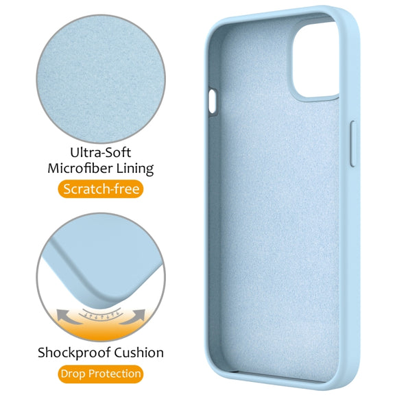 For iPhone 15 Plus MagSafe Magnetic Liquid Silicone Phone Case with Ring Holder(Sky Blue)