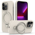 For iPhone 15 Pro MagSafe Magnetic Liquid Silicone Phone Case with Ring Holder(Antique White) - iPhone 15 Pro Cases by PMC TechLife | Online Shopping South Africa | PMC TechLife