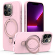 For iPhone 16 Pro Liquid Silicone MagSafe Magnetic Phone Case with Ring Holder(Grey Pink) - iPhone 16 Pro Cases by PMC TechLife | Online Shopping South Africa | PMC TechLife | Buy Now Pay Later Mobicred
