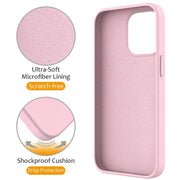 For iPhone 16 Pro Liquid Silicone MagSafe Magnetic Phone Case with Ring Holder(Grey Pink)