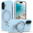 For iPhone 16 Plus Liquid Silicone MagSafe Magnetic Phone Case with Ring Holder(Sky Blue) - iPhone 16 Plus Cases by PMC TechLife | Online Shopping South Africa | PMC TechLife | Buy Now Pay Later Mobicred