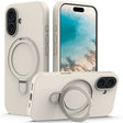 For iPhone 16 Liquid Silicone MagSafe Magnetic Phone Case with Ring Holder(Antique White) - iPhone 16 Cases by PMC TechLife | Online Shopping South Africa | PMC TechLife | Buy Now Pay Later Mobicred