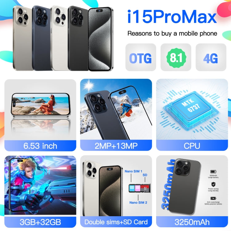 i15ProMax / U18, 3GB+32GB, 6.53 inch Face Identification Android 8.1 MTK6737 Quad Core, Network: 4G, OTG, Dual SIM(White)