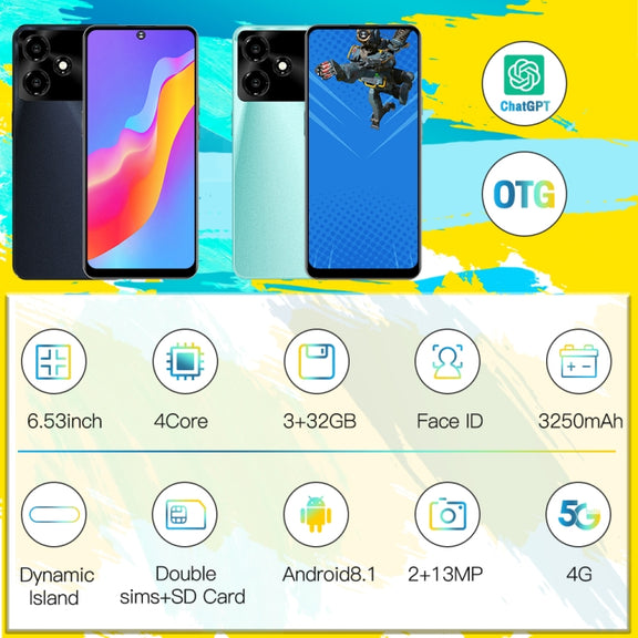 M6Pro / U30, 3GB+32GB, 6.53 inch Screen, Face Identification, Android 8.1 MTK6737 Quad Core, Network: 4G, OTG, Dual SIM(Green)