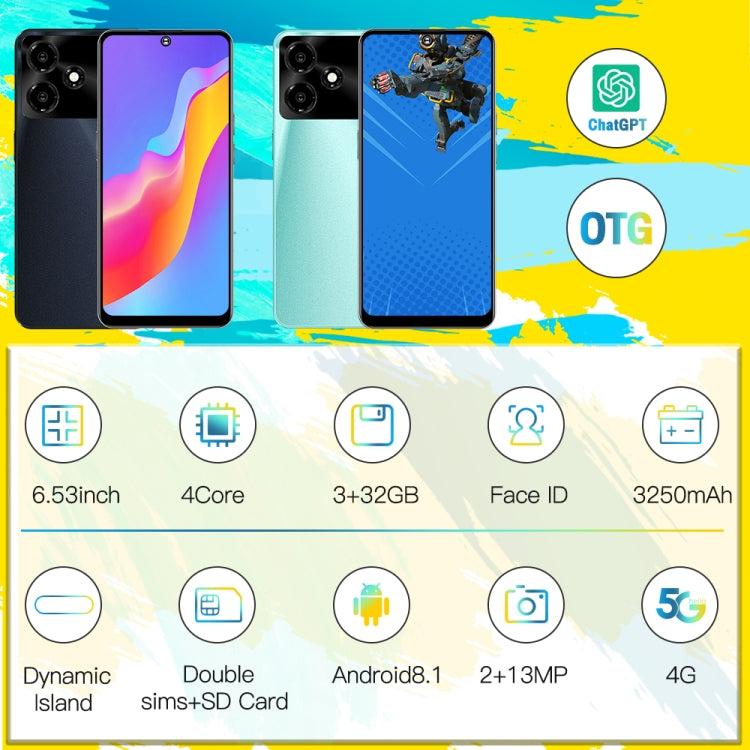 M6Pro / U30, 3GB+32GB, 6.53 inch Screen, Face Identification, Android 8.1 MTK6737 Quad Core, Network: 4G, OTG, Dual SIM(Black)