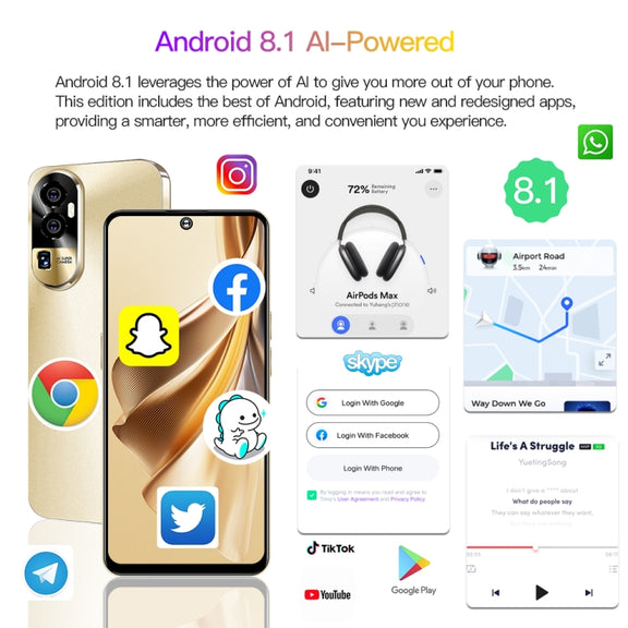 Reno10Pro+ / U22, 3GB+32GB, 6.53 inch Screen, Face Identification, Android 8.1 MTK6737 Quad Core, Network: 4G, OTG, Dual SIM(Black)
