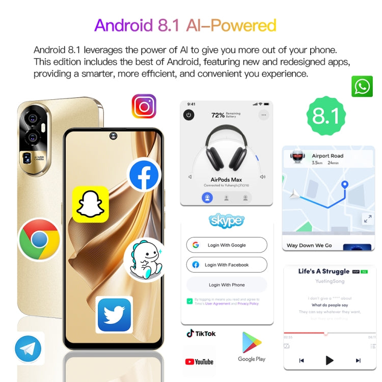 Reno10Pro+ / U22, 3GB+32GB, 6.53 inch Screen, Face Identification, Android 8.1 MTK6737 Quad Core, Network: 4G, OTG, Dual SIM(Black)