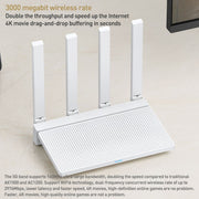 Original Xiaomi AX3000T 2.4GHz/5GHz Dual-band 1.3GHz CPU Router Supports NFC Connection, US Plug(White)