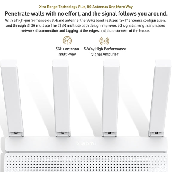 Original Xiaomi AX3000T 2.4GHz/5GHz Dual-band 1.3GHz CPU Router Supports NFC Connection, US Plug(White)