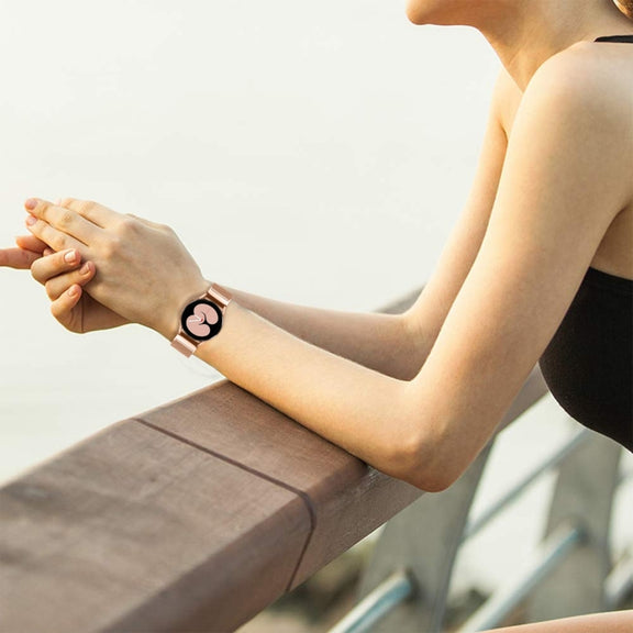 For Samsung Galaxy Watch 6 Quick Release Button Turtle Buckle Milan Watch Band(Rose Gold)