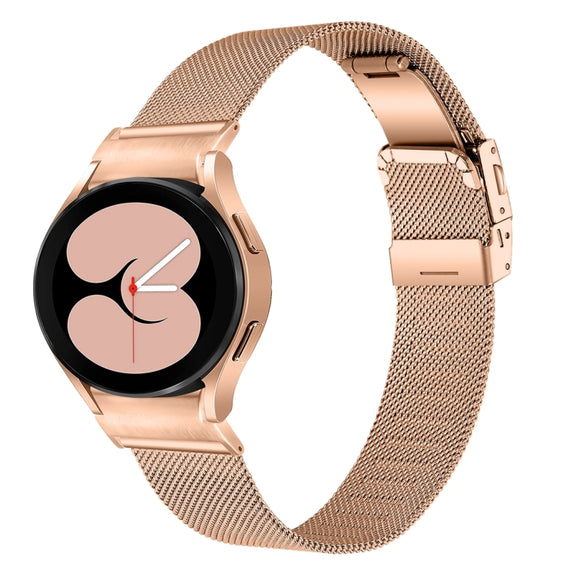For Samsung Galaxy Watch 6 Quick Release Button Turtle Buckle Milan Watch Band(Rose Gold)