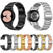 For Samsung Galaxy Watch 6 Quick Release Button Three-bead Stainless Steel Watch Band(Silver Black)