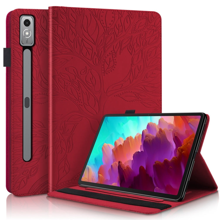 For Lenovo Tab P12 / Xiaoxin Pad Pro 12.7 2023 Life Tree Series Horizontal Flip Leather Tablet Case(Red)