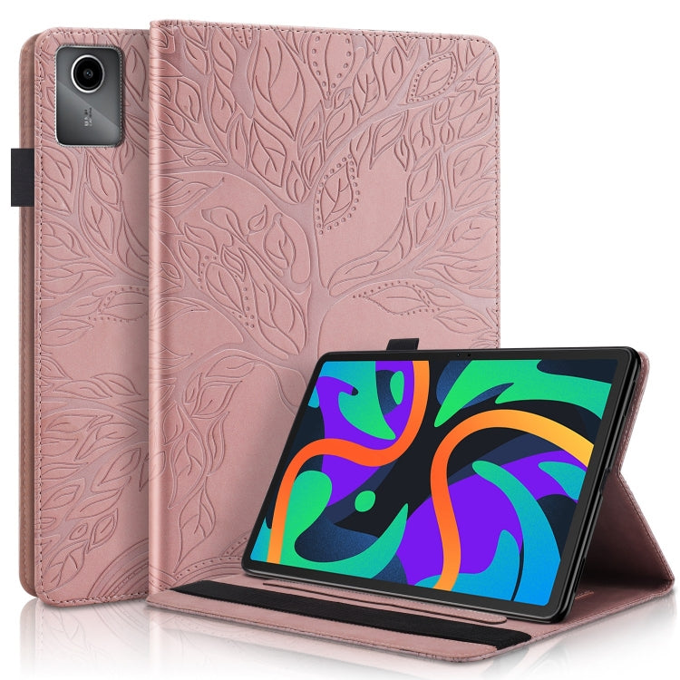 For Lenovo Tab M11 / Xiaoxin Pad 11 2024 Life Tree Series Horizontal Flip Leather Tablet Case(Rose Gold)