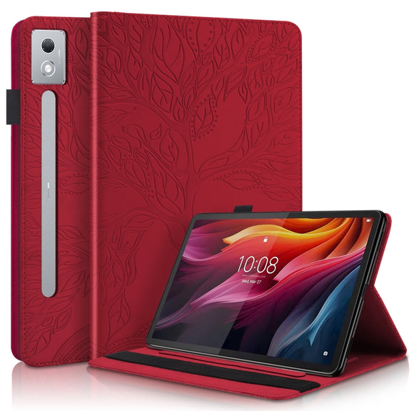 For Lenovo Tab P12 / Xiaoxin Pad Pro 12.7 2025 Life Tree Series Horizontal Flip Leather Tablet Case(Red)