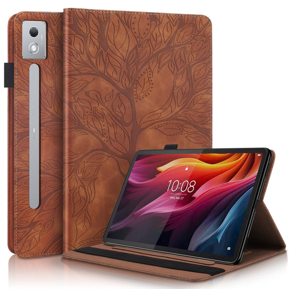 For Lenovo Tab P12 / Xiaoxin Pad Pro 12.7 2025 Life Tree Series Horizontal Flip Leather Tablet Case(Brown)