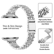 For Apple Watch 38mm Slim Seven Bead Slingshot Buckle Metal Watch Band(Silver)
