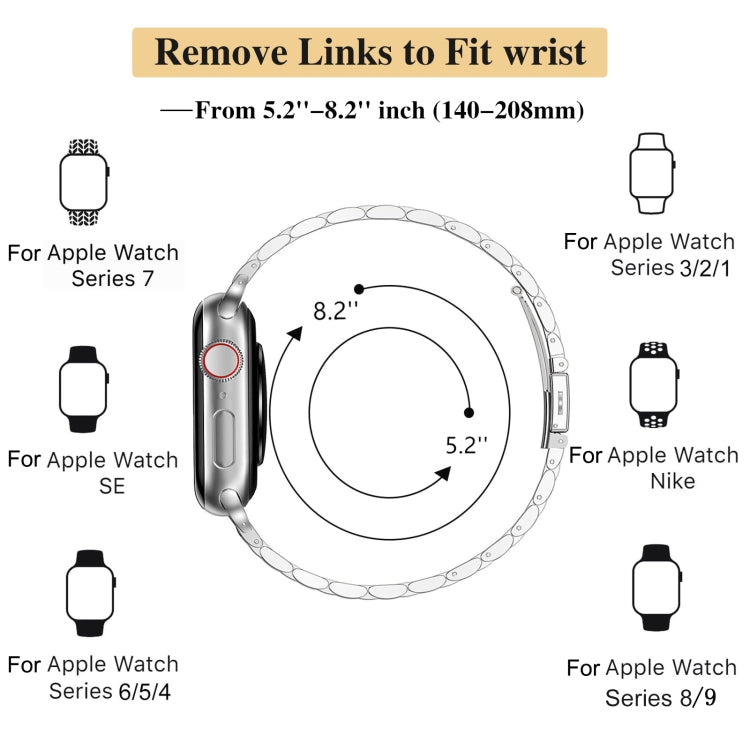 For Apple Watch 38mm Slim Seven Bead Slingshot Buckle Metal Watch Band(Silver)