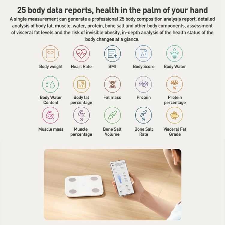 Original Xiaomi Mijia Smart Home Body Fat Scale S400 BT5.0 LED Display Dual Frequency Measurement(White)