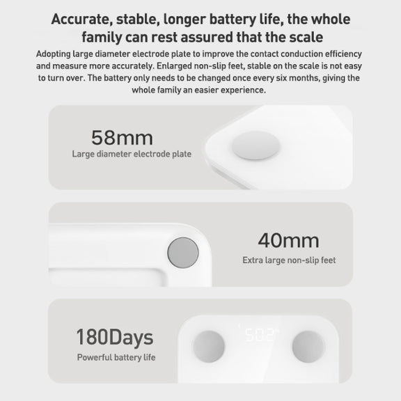 Original Xiaomi Mijia Smart Home Body Fat Scale S400 BT5.0 LED Display Dual Frequency Measurement(White)