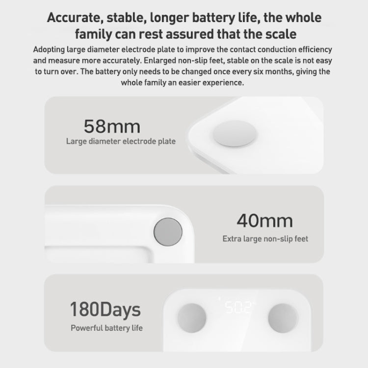 Original Xiaomi Mijia Smart Home Body Fat Scale S400 BT5.0 LED Display Dual Frequency Measurement(White)