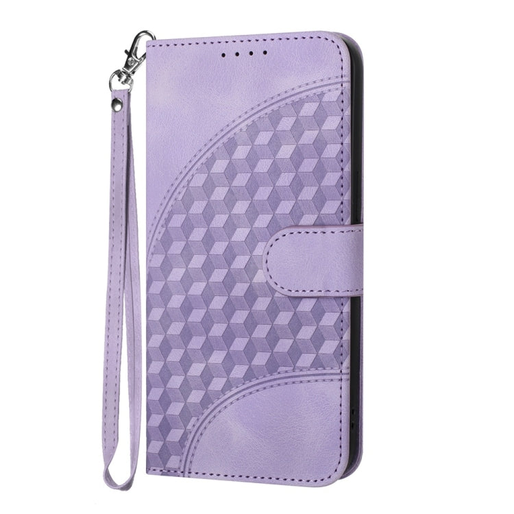 For iPhone 16 Pro Max YX0060 Elephant Head Embossed Phone Leather Case with Lanyard(Light Purple)