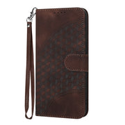 For iPhone 16 Pro YX0060 Elephant Head Embossed Phone Leather Case with Lanyard(Coffee)