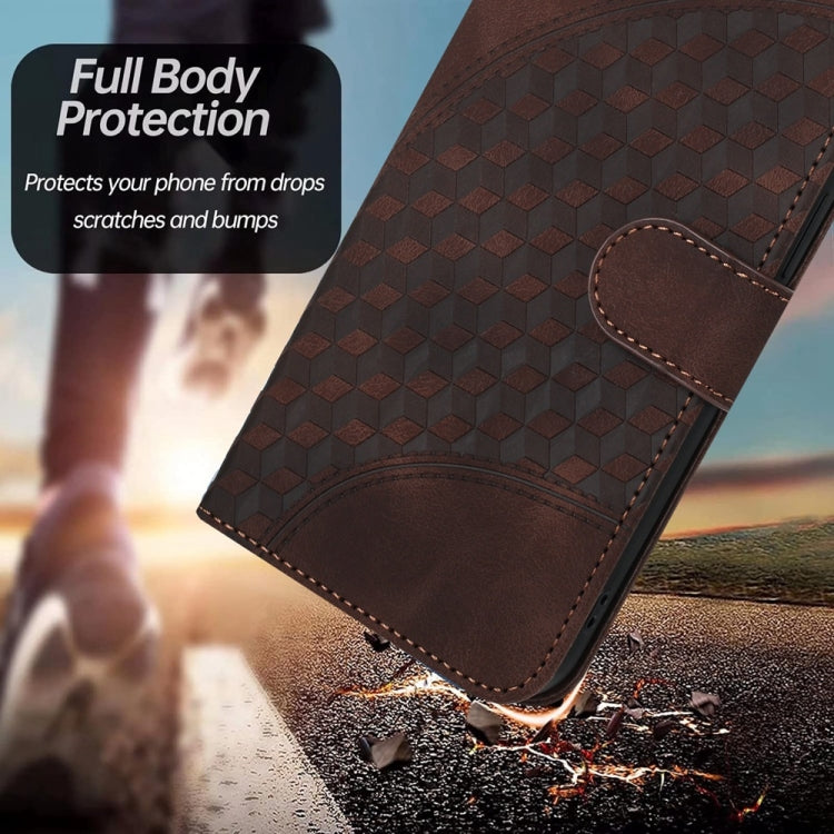 For iPhone 16 Pro YX0060 Elephant Head Embossed Phone Leather Case with Lanyard(Coffee)