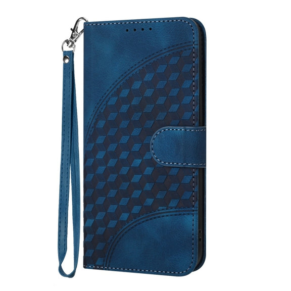For iPhone 16 Plus YX0060 Elephant Head Embossed Phone Leather Case with Lanyard(Royal Blue)